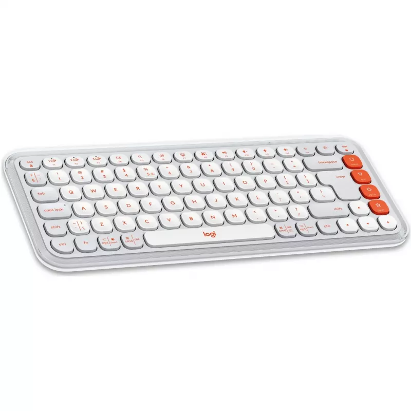 Logitech POP Icon Keys - klaviatuur - juhtmevaba - Bluetooth LE - QWERTY - USA rahvusvaheline - valge, oranž (920-013072)