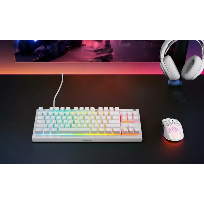 Klaviatuur SteelSeries Apex 3 TKL US, valge