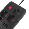 Pikenduspesa MACLEAN MCE393 B — 4 pistikupesa, 3×USB, 110–240 V, 2500 W, 3 m kaabel, must