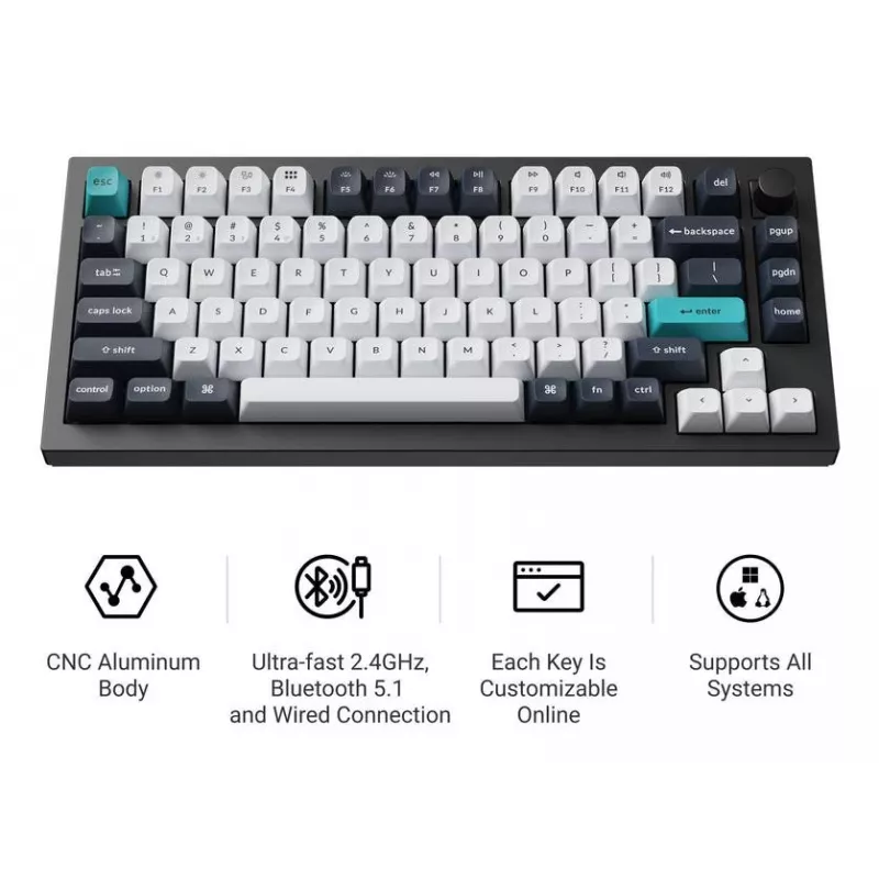 Mehaaniline klaviatuur Keychron Q1 Max 75% Banana lülititega, Carbon Black