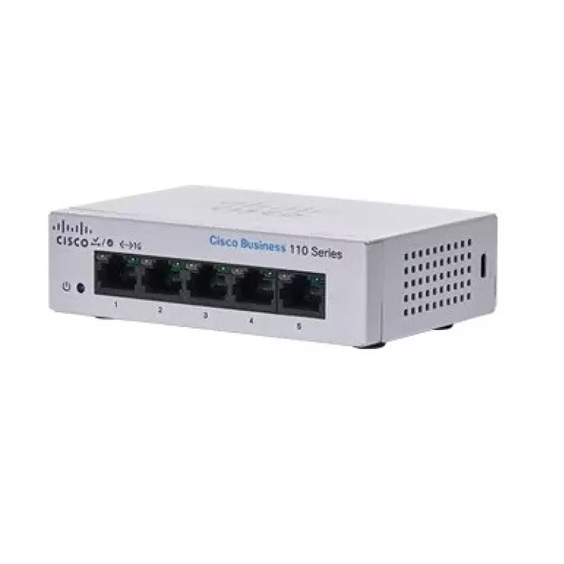 Haldamatu L2 Gigabit Ethernet lüliti Cisco CBS110 — 5x RJ-45 10/100/1000, 1U, 12V DC, 2048 MAC, 10 Gbit/s