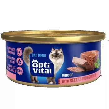 OPTIVITAL Fluffy mousse veiselihaga - märg kassitoit - 85g