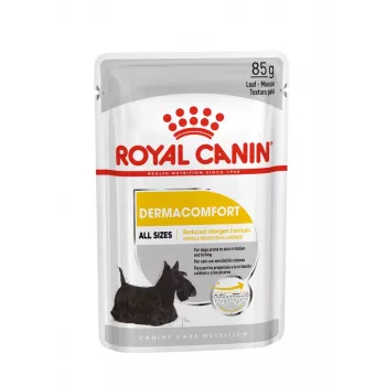 Märg koeratoit Royal Canin Dermacomfort Adult 85 g kotike — tundlikule nahale, linnulihamaitsega, 78% niiskust