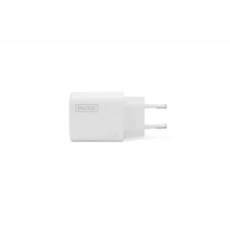 AC-USB-laadija DIGITUS 20 W, 1x USB-C, 1x USB-A, sisend 100–240 V, valge