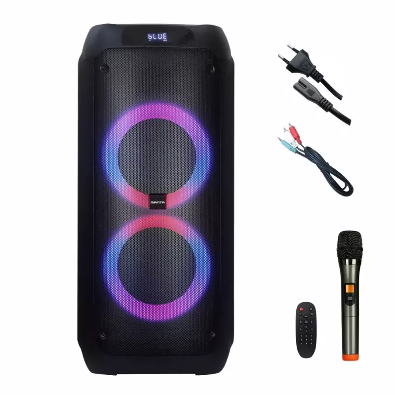 Kaasaskantav kõlar MANTA ATTIS SPK0802 120W, Bluetooth, juhtmega sisend, taaslaetav, FM, LED-tuled