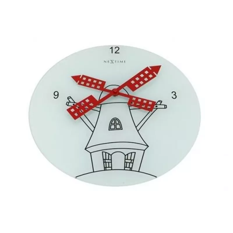 NeXtime klok 8807 Windmil, Ø30 cm, seinakell, valge/must/punane