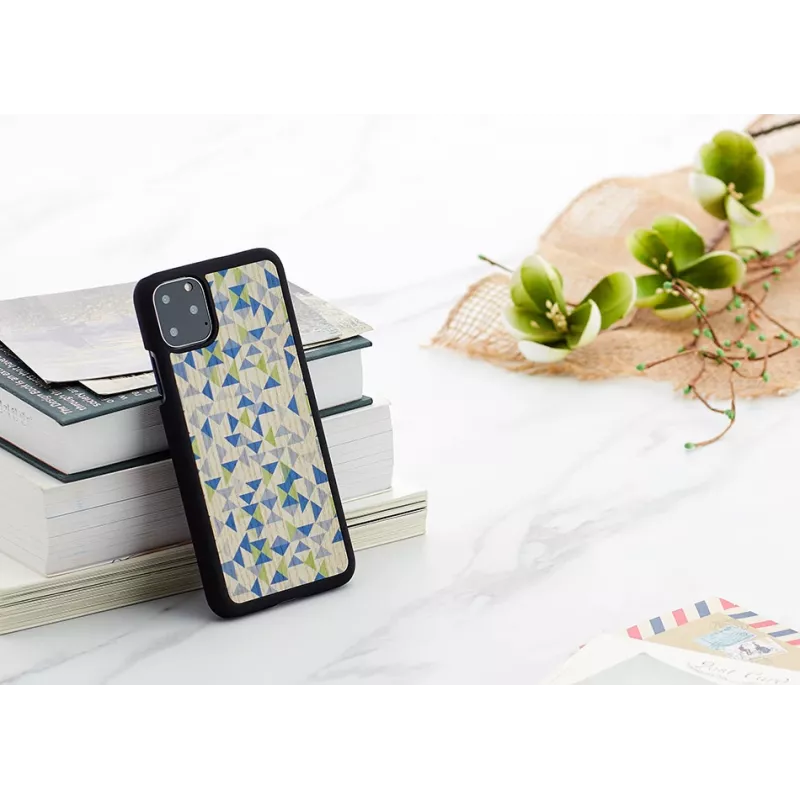 Nutitelefoni ümbris man and wood iPhone 11 Pro Maxile — sinise kolmnurgaga must kaitseümbris