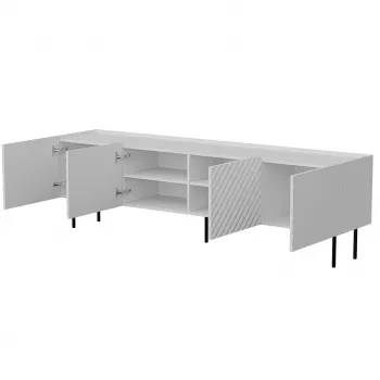 TV-kapp cama meble LUCCA 4D, 2000×400×590 mm, valge, puitlaastplaadist pealispind