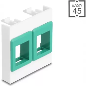 Seinale kinnitatav 45x45 mm moodulraam DELOCK Easy 2x Keystone hoidjaga valge/roheline