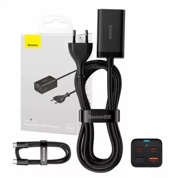 Laadija Baseus GaN3 Pro mobiiltelefon tahvelarvuti must vahelduvvool sisetingimustes 15 V 3 A
