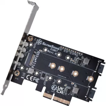 Silverstone SST-ECM27 M.2/SATA adapterkaart, PCIe 4.0, 1x M-Key, 2x SATA 6G - madal profiil