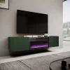 TV-kapp elektrilise kaminaga Cama Meble ONDA 180,5×40×58,0 cm, puitlaastplaat, roheline, vabaltseisev või seinale paigaldatav