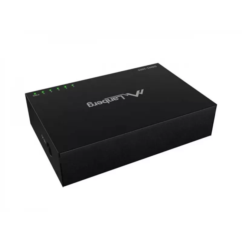 Võrgukommutaator LANBERG DSM1-1005 5x 1 Gb/s haldamata töölaua, metallkorpuses, 12V