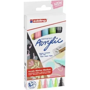 Akrüülmarker peen Edding 5300 must sinine roheline roosa kollane 5 tk