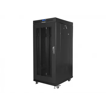 Paigalduskapp rack 19 27U 600x800 must, perforeeritud uks LCD (lamepakend)