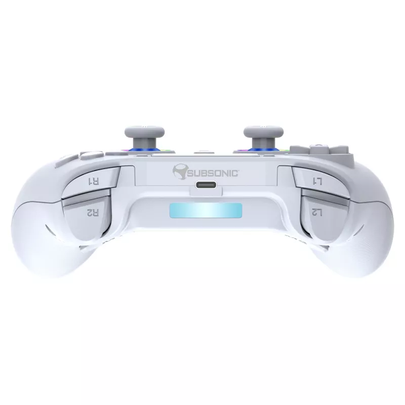 Subsonic PS5 juhtmeta LED-mängupult, valge, D-pad, Home, Options, Share