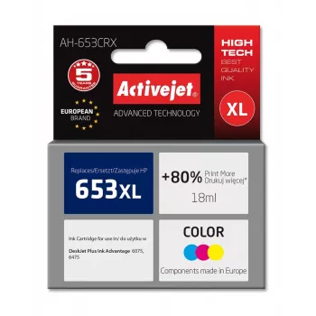 Activejet AH-653CRX tint (asendus HP 652 F6V24AE; Premium; 320 lehekülge; värviline)