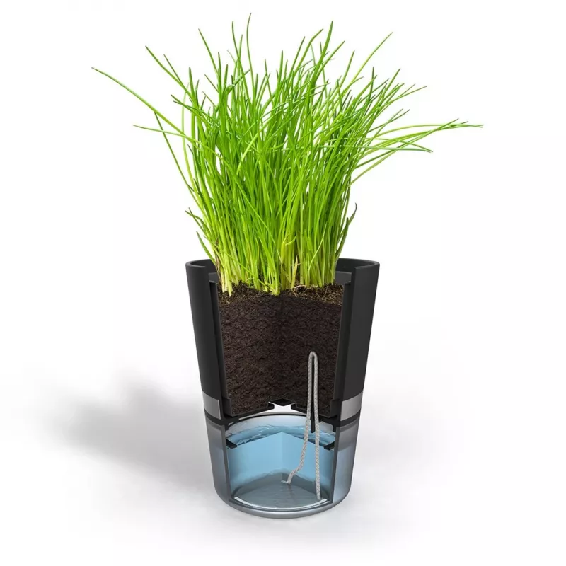 GEFU BOTANICO ürdipott, eraldiseisev, plastik, roostevaba teras, must