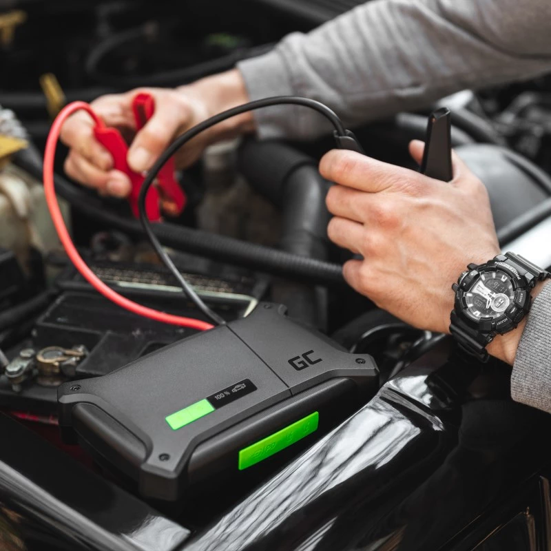 Akupank Green Cell CJSGC01 — 16000 mAh LiPo, USB-C PD 60W, QC 3.0, 80W koguväljund, IP64, sisseehitatud ekraan ja taskulamp, USB-C + 2x USB-A, 12V väljund