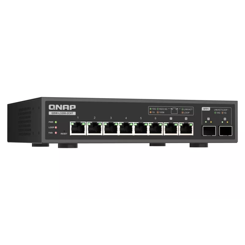 QNAP QSW-L3208-2C6T võrgulüliti hallatav L2 10G Ethernet (100/1000/10000) lauaarvuti must