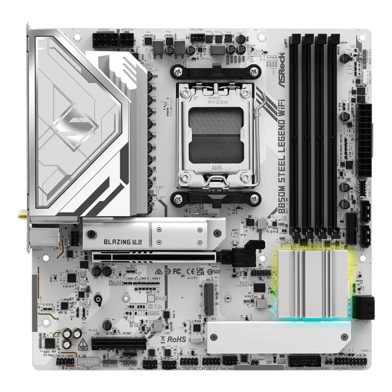 Emaplaat ASRock B850M Steel Legend WiFi — AMD B850, Socket AM5, microATX, DDR5, 4 DIMM, Wi‑Fi 7, 2.5Gb LAN