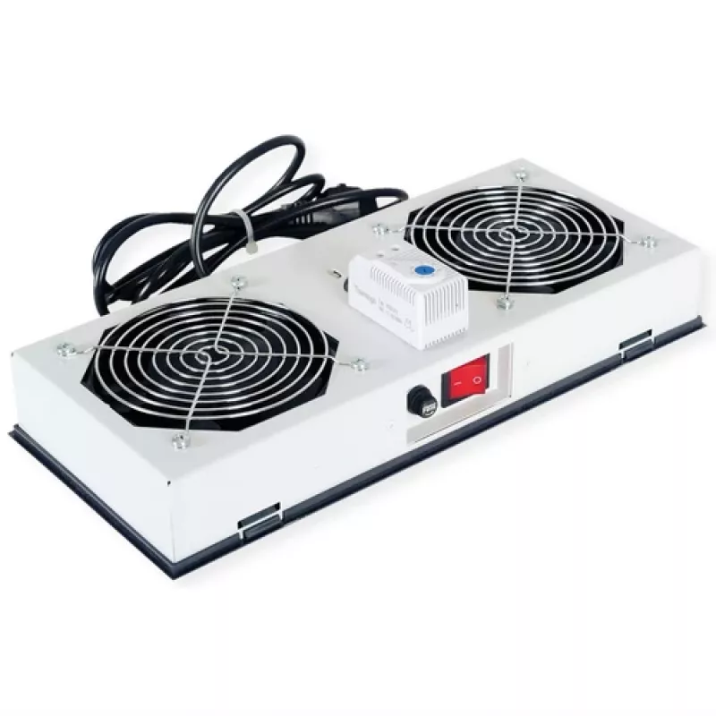 ROLINE ventilaatorimoodul 26.21.0019 — 2 ventilaatorit 19-tollise seinale kinnitatava korpuse jaoks, hall
