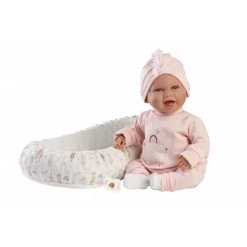 Beebinukk Llorens Mimi Baby 42 cm — realistlik nägu, naerab, pehme keha