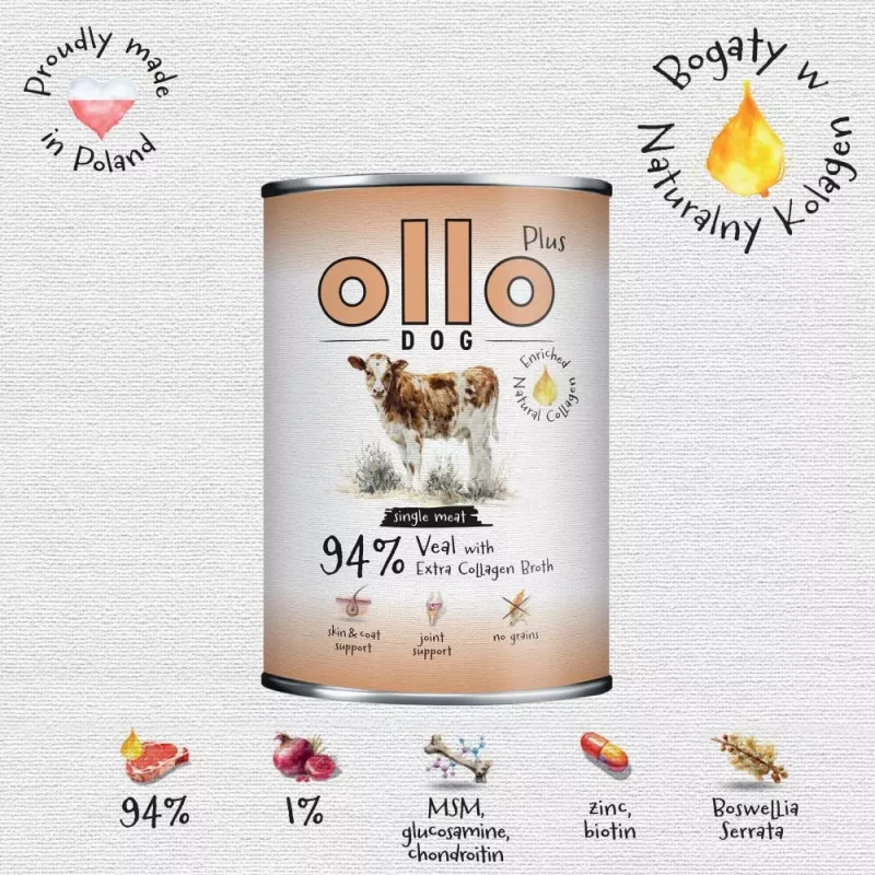 Ollo Plus Collageen Vasikaliha 400g purk koerale