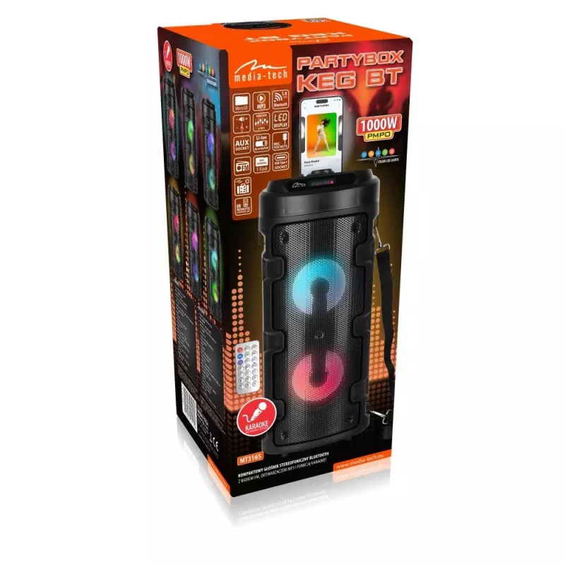 Media-tech Partybox Keg Bt - Kompaktne Bluetooth stereokõlar FM-raadio ja MP3-mängijaga MT3165