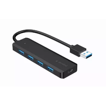 USB-jaotur Gembird 4-pordiline USB 3.1 (Gen 1) — 4 porti, USB 3.2 Gen 1 Type-A, 5V/2.1A, 109×30×10 mm, must
