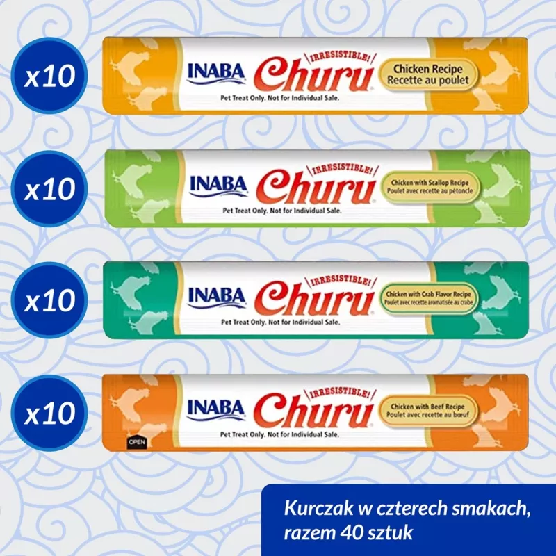 Kassimaiused INABA Churu Variety Box — kanapastamaitsed, 40 × 14 g, teravilja-, gluteeni- ja sojavabad