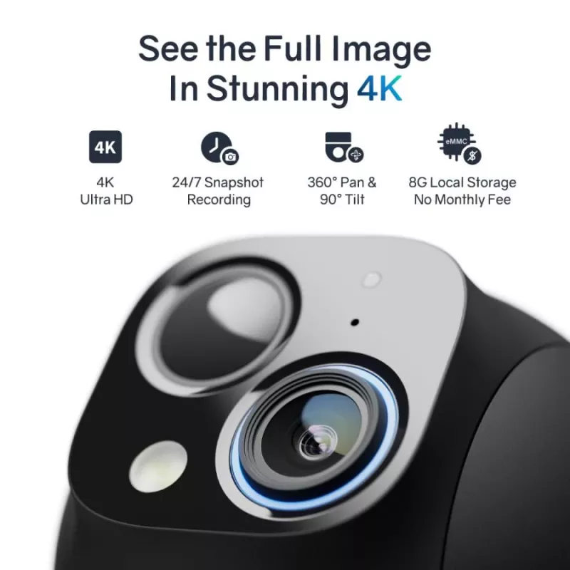 Safemo ST1 SolarCam 4K UHD video, 8x suum, 132° vaateväli, öövaatlus, Wi-Fi 2,4 GHz, 3W päikesepaneel, valge