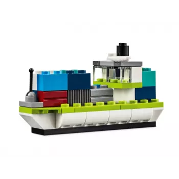 LEGO Classic Creative Vehicles Värviliste Mudelautode Komplekt Poltseiautoga ja 11023 Classic Roheline Alusplaat 32x32 Naastuga Ehitusmuru