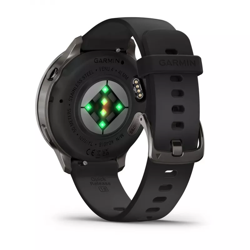 Garmin Venu 4 3,05 cm (1,2) AMOLED 41 mm Digitaalne 390 x 390 pikslit Puuteekraan Must Wi-Fi GPS (satelliit)