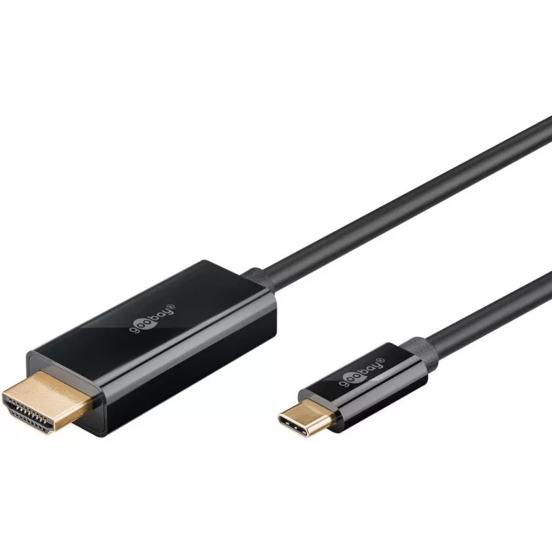 Goobay USB-C–HDMI-kaabel 4K 60 Hz 1 m must – –Pistik> HDMI (75696)