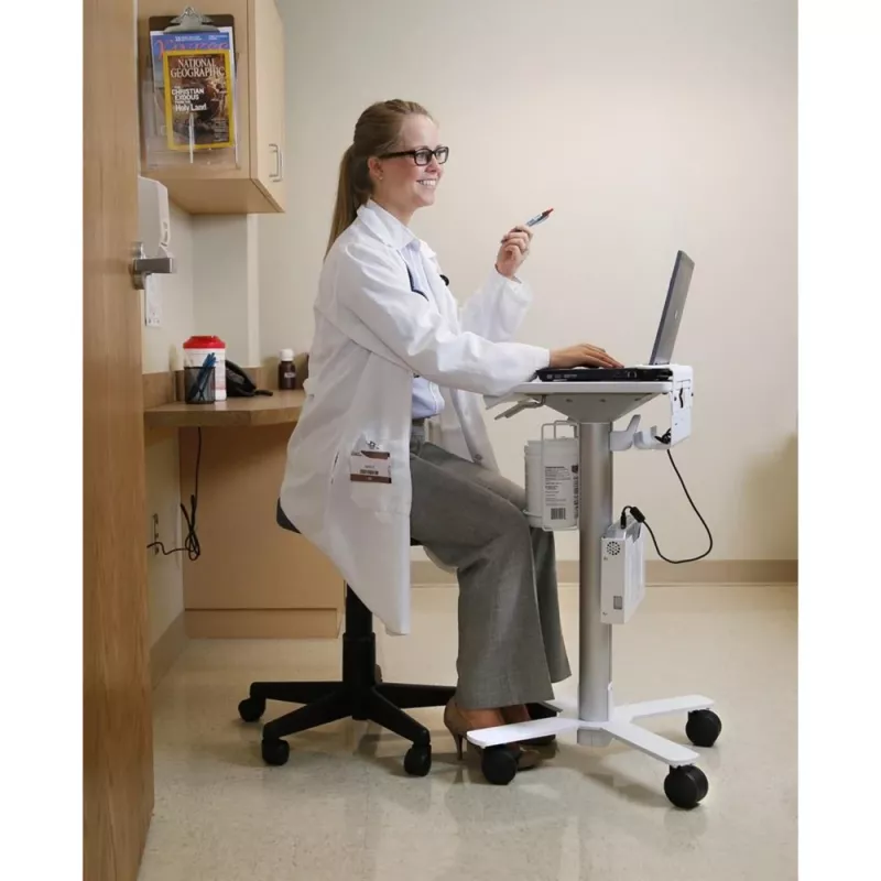 Ergotron StyleView sülearvutikäru, SV10 - käru sülearvutile - meditsiiniline - metall - valge, alumiinium - ekraani suurus: kuni 43,2 cm (kuni 43,20 cm (17)) (SV10-1100-0)