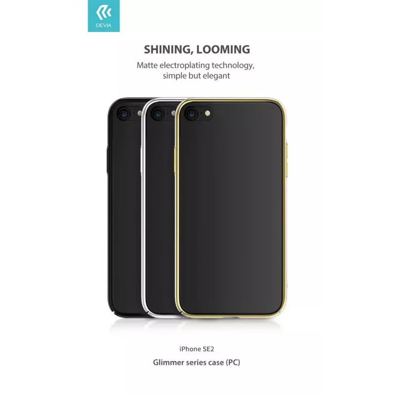 Kaitsev telefonikott Devia Glimmer seeria iPhone SE2-le, kuldne, kõva polükarbonaadist tagakülg