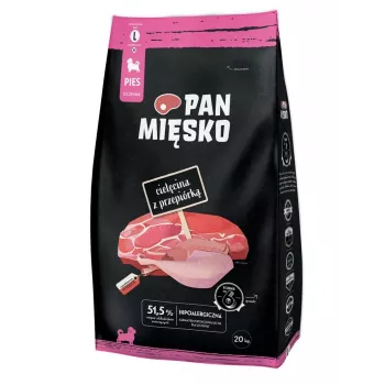 PAN MIĘSKO Vasikaliha vutiga (kutsikas) krõbedad L - Kuivtoit koertele - 20kg