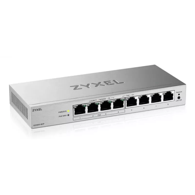 Zyxel GS1200-8HPV3 Hallatav L2 Gigabit Ethernet (10/100/1000) Power over Ethernet (PoE) Lauaarvuti Hall