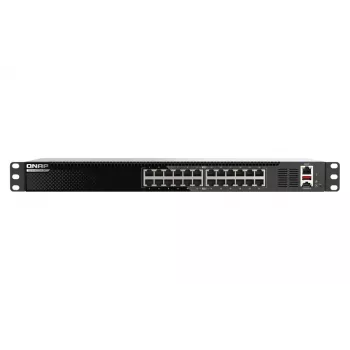 QNAP QSW-M3224-24T võrgukommutaator hallatav L3 10G Ethernet (100/1000/10000) 1U must, hõbedane