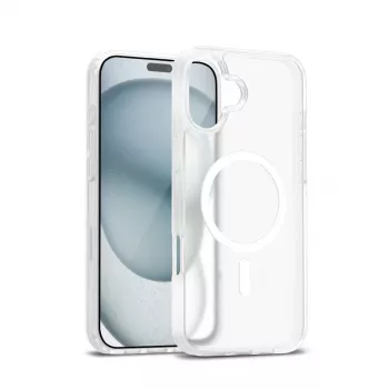 Crong Hybrid Matte Magnetic MagSafe-ümbris iPhone 17-le — poolläbipaistev valge, PC+TPU
