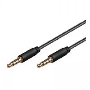 Wentronic Goobay 3,5 mm pesa ühenduskaabel, must, 0.5 m – jack 3,5 mm pistik (4-kontaktiline, stereo) > jack 3,5 mm pistik (4-kontaktiline, stereo) (63824)