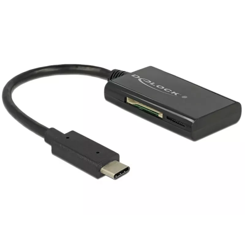 Delock USB 3.1 Gen 1 kaardilugeja USB Type-C isane 4 pesa - Kõik-ühes (MMC, SD, miniSD, RS-MMC, TransFlash, MMCmobile, microSD, MMCmicro, SDHC, miniSDHC, microSDHC, SDXC, microSDXC, SDHC UHS-I, microSDHC UHS-I)
