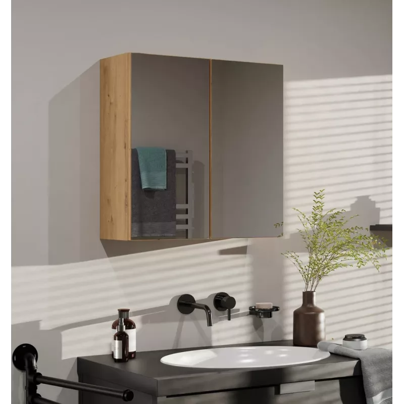 Vannitoa hoiukapp top e shop POLA 2DL ARTISAN — seinale kinnitatav tamm, 600×220×600 mm, 3 riiulit