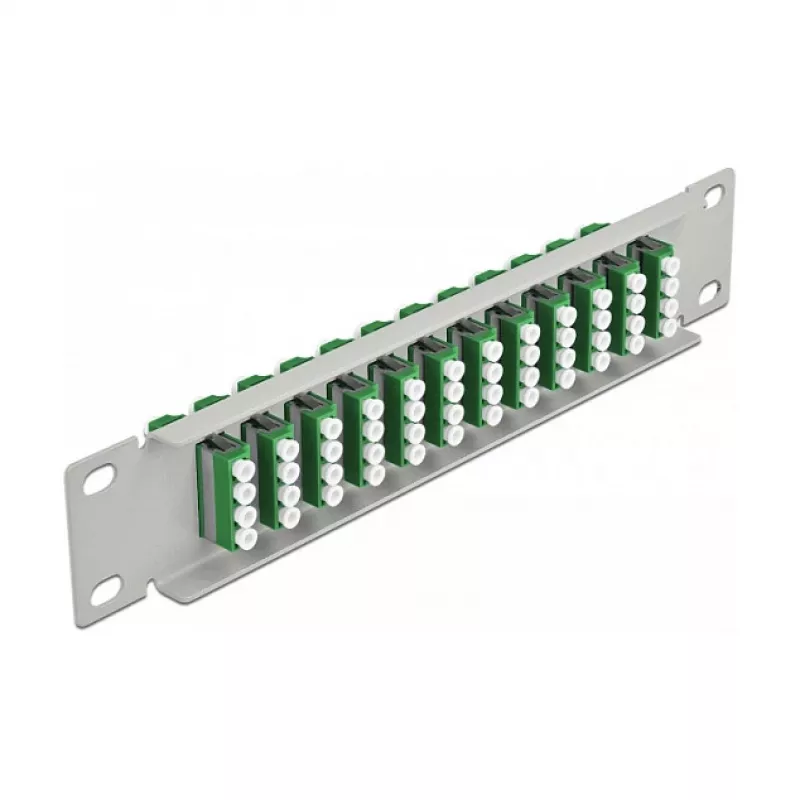 Fiiberoptiline patch-paneel DeLOCK 10 tolli 12 porti LC Quad roheline 1U hall