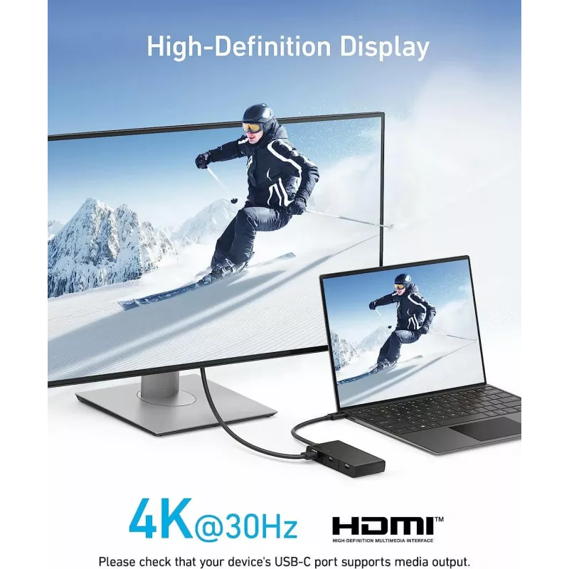 Anker 332 Juhtmega USB 3.2 Gen 1 USB-C Must 100W 4K Ultra HD