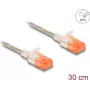 Võrgukaabel DeLOCK RJ45 Cat.6A U/UTP õhuke 0.3m läbipaistev