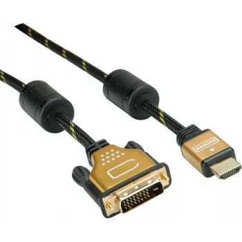 Roline Gold – Videokaabel – Dual Link – HDMI / DVI – DVI-D (isa) HDMI-le (isa) – 2 m – Varjestatud – Must, Kuldne – 4K tugi