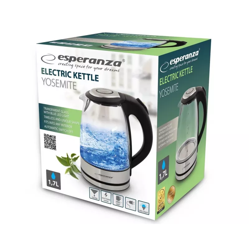 Esperanza EKK012 Elektriline veekeetja 1,7 L Must, Mitmevärviline 2200 W