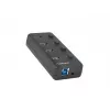 USB-jaotur NATEC MANTIS USB 2.0 Type-B — 4x USB 3.2 Gen 1 Type-A porti, must, 0,8 m kaabel, vahelduvvooluadapter, toitelüliti